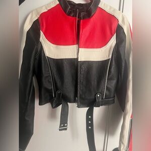 Urban Outfitters Jordan Faux Leather Fitted Racer Moto Jacket - S